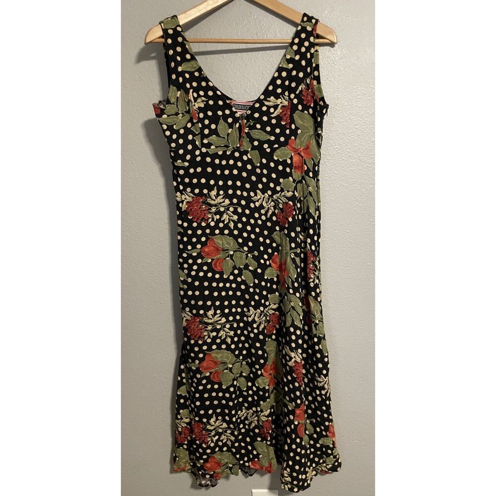 Vintage Starwear Womens Midi Dress Medium Floral Rayon Babydoll Whimsigoth 90s
